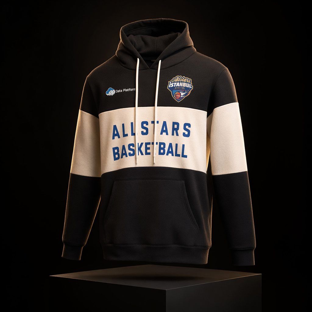 Siyah Yatay Logo Hoodie
